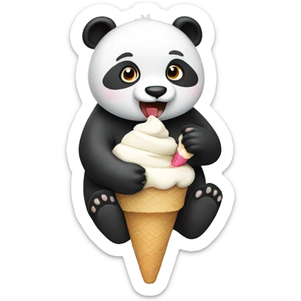 Panda eating ice cream sticker