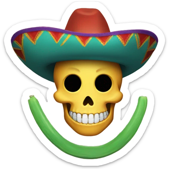 laughing emoji x skull emoji with mexican hat with the shape of a skull  sticker
