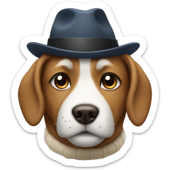 Dog with a hat sticker
