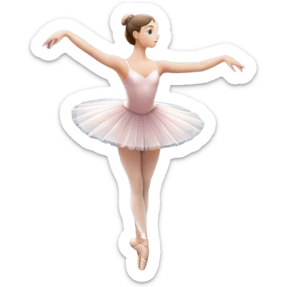 Icon for Ballet: a theater stage with silhouette of a ballerina in an elegant pose, surrounded by spotlight and stage lights. The icon should convey the grace and beauty of ballet, with focus on the dancer and the dramatic lighting. Transparent background. sticker
