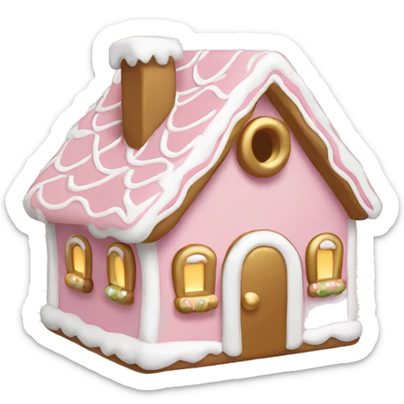 light pink and gold and white gingerbread house sticker