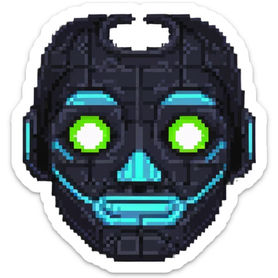 AI face with neon highlights, friendly but with a hint of spookiness sticker
