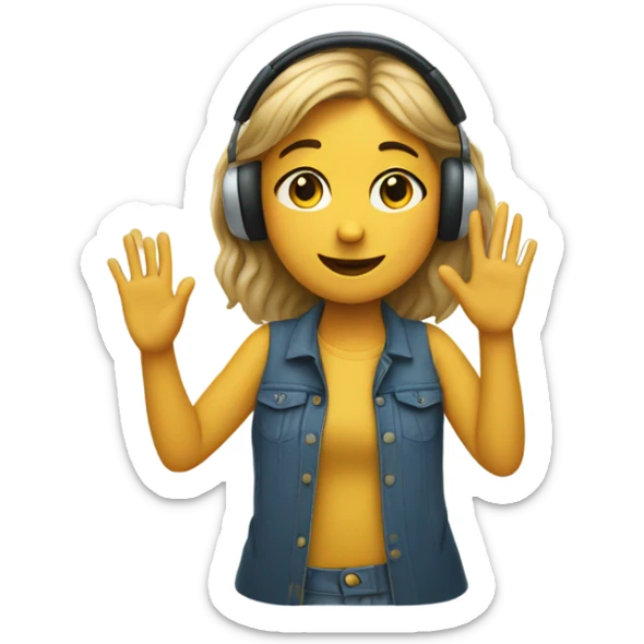 Girl with hand in air listening to music and bobbing her head side to side sticker