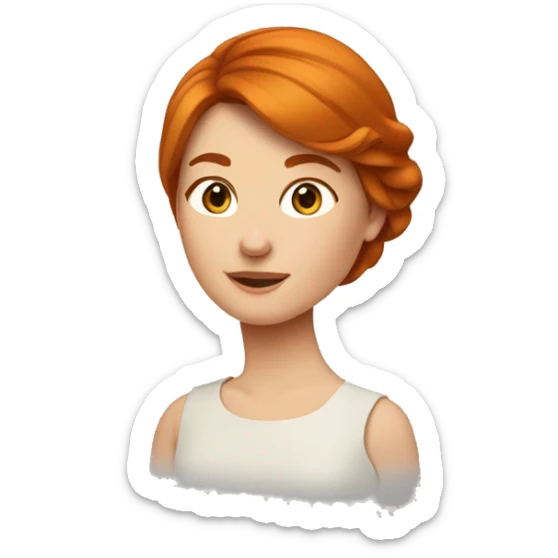 une femme rousse au cheveux courts et lisses et qui sourit sticker