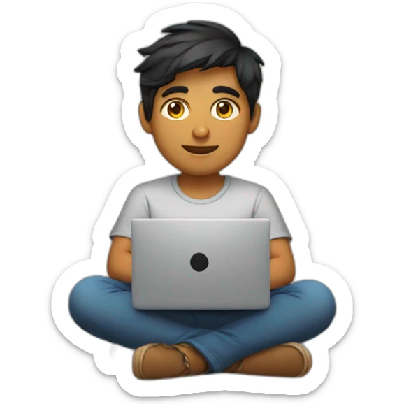 a 23 year old Indian graphic designer sitting in front of a laptop. sticker