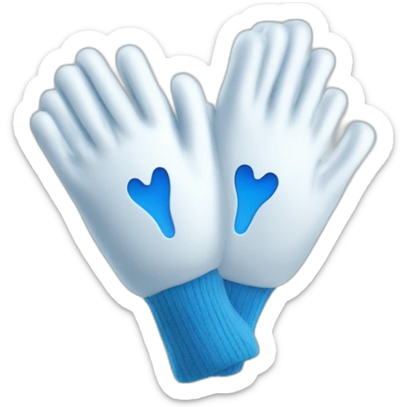 Deux gants blancs souriants, il y a dessiné en bleu un signe mystérieux maçonnique bleu de deux équerres inversées.  sticker