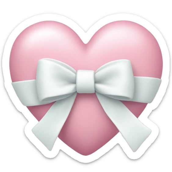 Pastel pink heart with white bow sticker