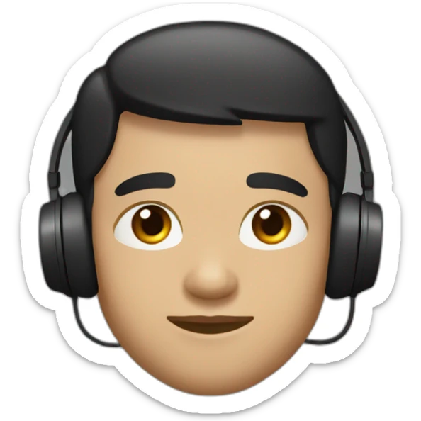 A man wiht brown Eyes and black short hair light skin with gamaing Headphones sticker