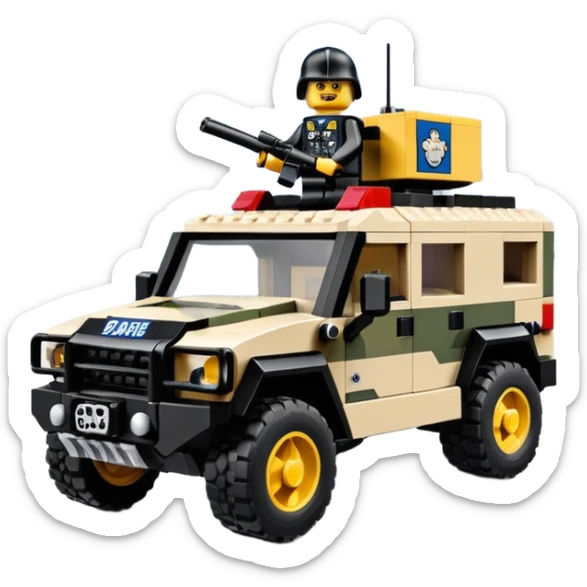 Lego Barbie Stealthy camouflage Rock climbing Snow planet dark scary Imperial Shock Troopers police off road interceptor humvee camper  sticker