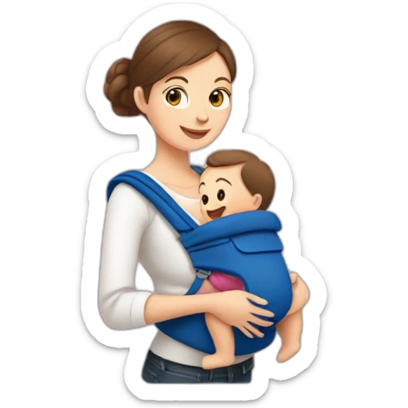 European Babywearing mom with baby ergo carrier sticker