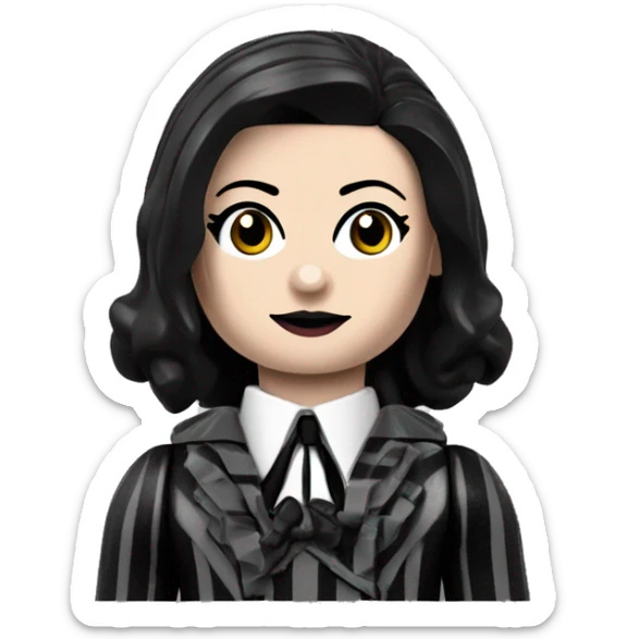 Lego Nevermore Academy. Tough Wednesday Addams. Black and gray Striped School uniform jacket sticker