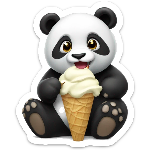 Panda eating ice cream sticker