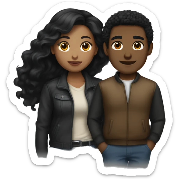 Dark hair black woman and dark hair light skin man  sticker