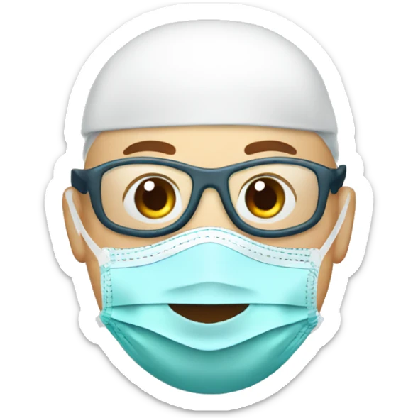 Bald male Nurse wearing face mask and goggles  giving thumbs up sticker