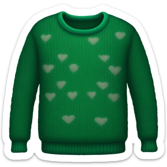 sweater pattern in the shape of a heart and color is dark green sticker