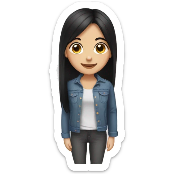 girl teenager with dark brown eyes and black straight hair smiling sticker