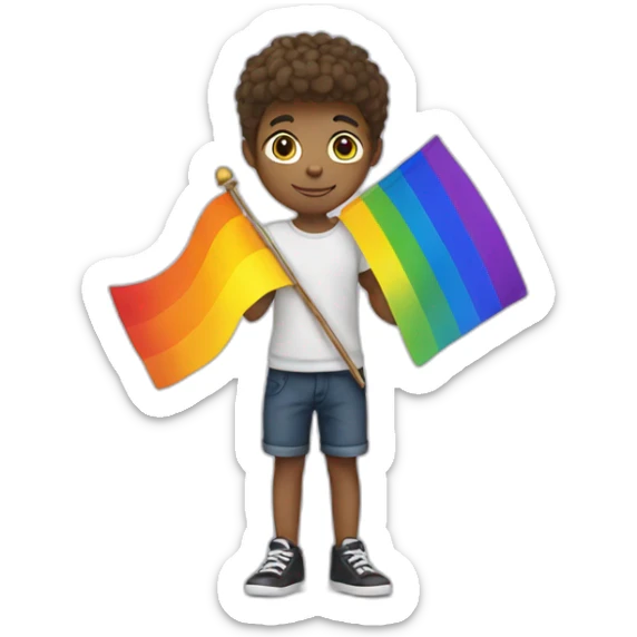 A French teenager holding the gay flag sticker