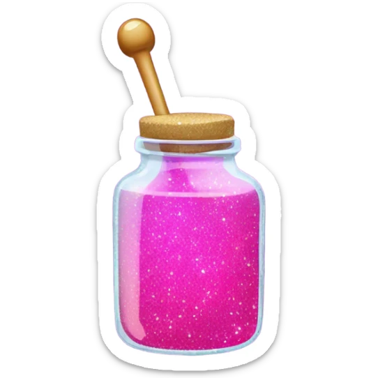  wand dipped in jar of hot pink of honey with glitter  sticker