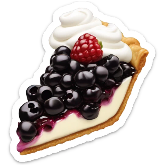 slice of blackberry pie with a dollop of whip cream  sticker