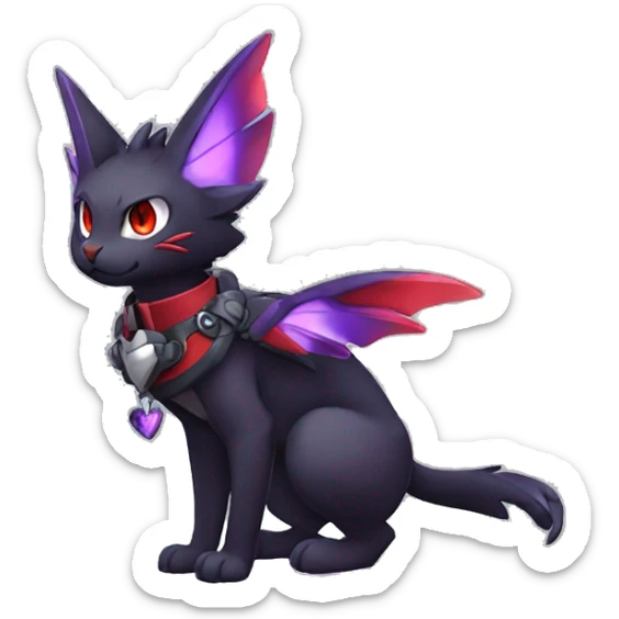 Kawaii cool edgy beautiful elegant black red purple fantasy nargacuga-noivern-cat-Fakemon collar harness full body sticker