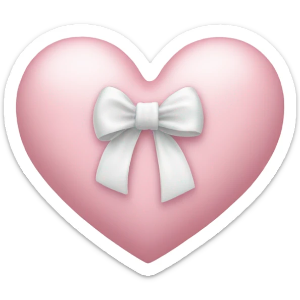 Pastel pink heart with white bow sticker
