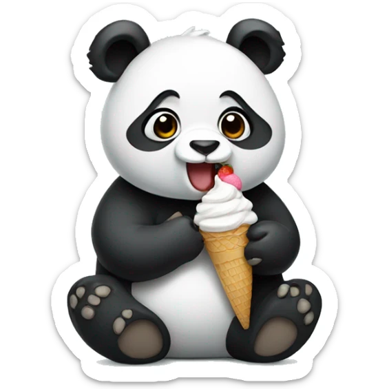 Panda eating ice cream sticker