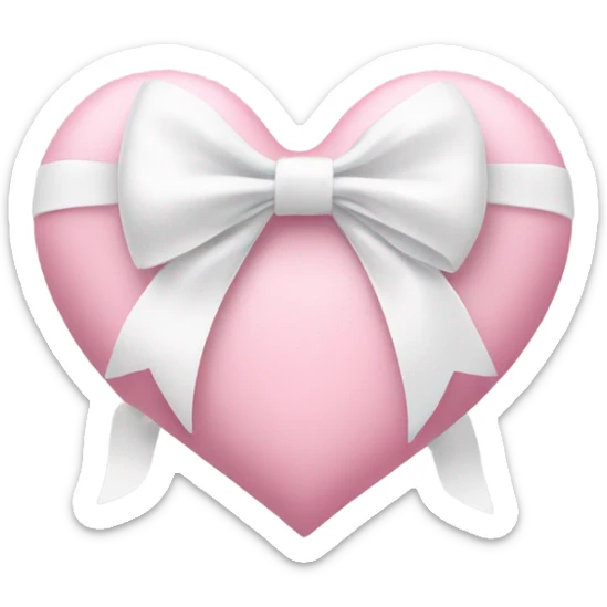 Pastel pink heart with white bow sticker