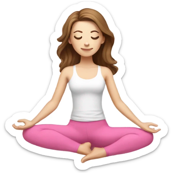 White Girl with brown hair doing yoga pink  sticker
