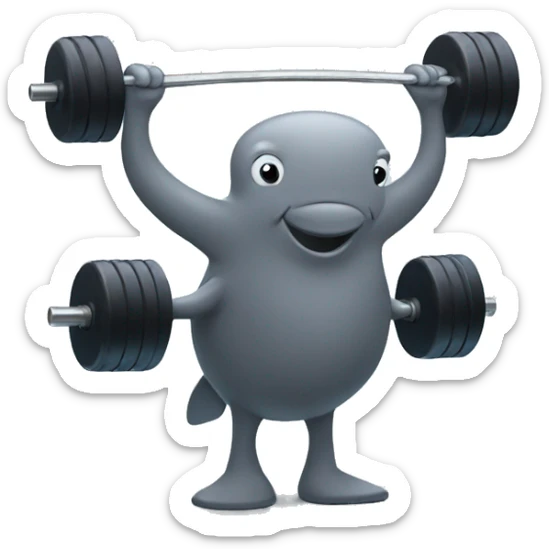 Whale lifting weights sticker