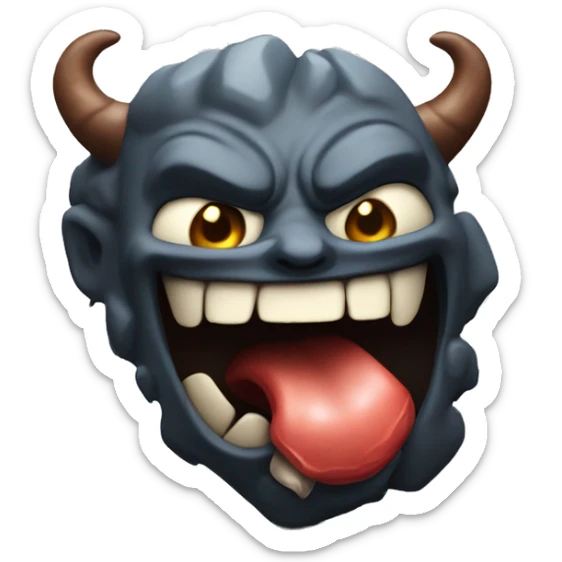 demon with his tongue out and his hand in the shape of a rock sticker