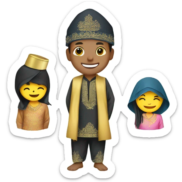 Malaysian, Songkok, Raya Clothes, Crescent On The Middle Of The Songkok sticker