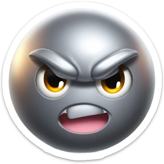 Metal cute mad Kirby bubble Gray ball driving on car wheels with mad eyebrows game sticker