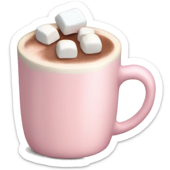 Light Pink mug of hot chocolate with marshmallows  sticker