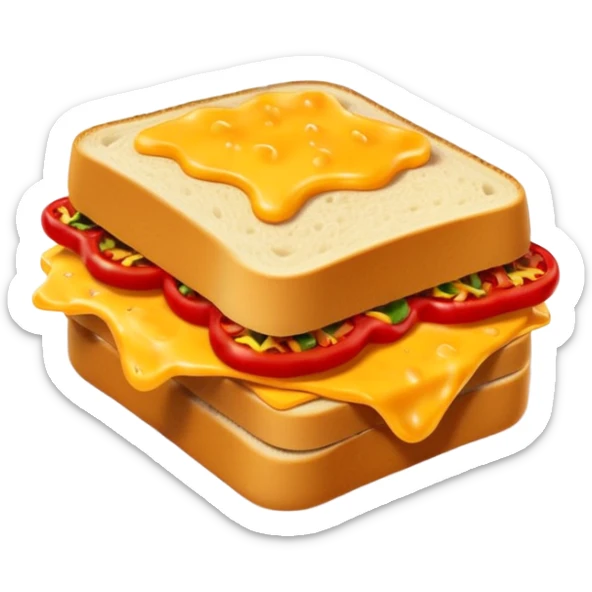 spicy sucuk sandwich object icon, toasted bread, sliced spicy sucuk inside, melted cheese, red chili peppers, steam coming out, 3D cartoon, mobile game icon style, centered, clean background, soft shadow, no text, no watermark
 sticker