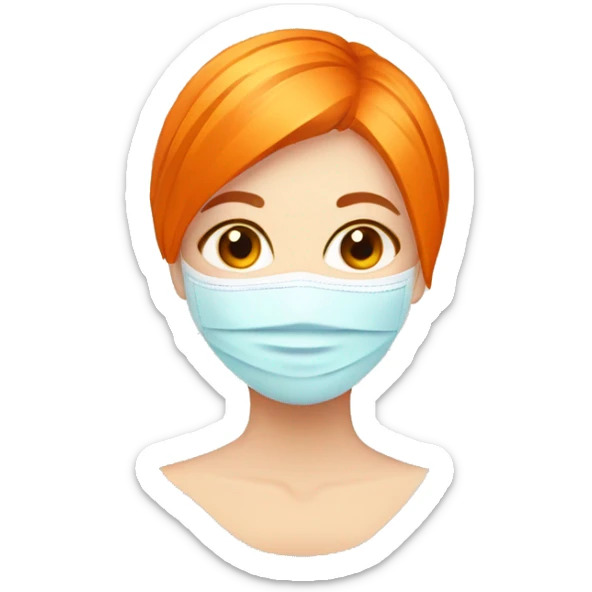Girl with orange hair with face mask spa beauty full face relaxing sticker
