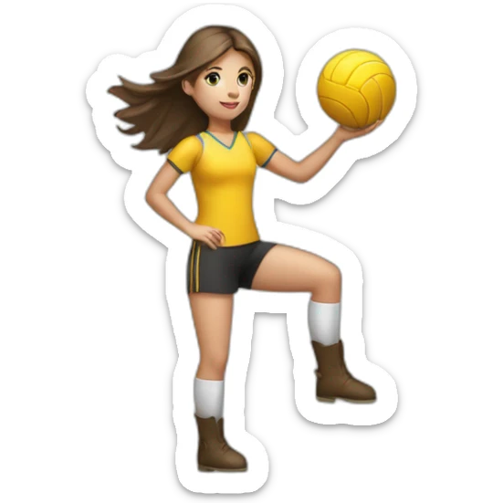 A girl on a horse doing Horseball picking up the ball off the floor sticker