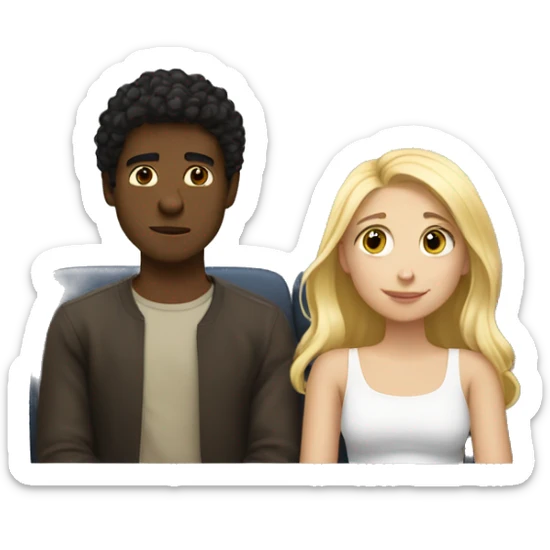 girl with blonde haití and white boy with dark hair watching movie together  sticker