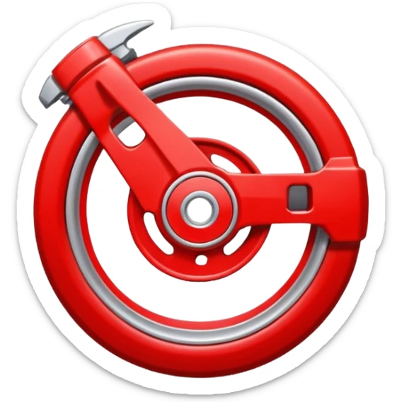 Minimal emoji icon of a car wheel with red brake caliper sticker