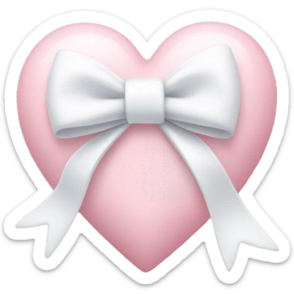 Pastel pink heart with white bow sticker