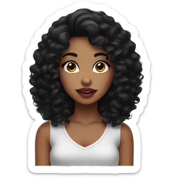 girl with black curly hair and long lashes and big lips sticker