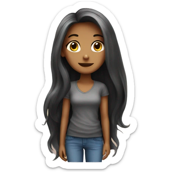 A girl with very long hair that arrives at her waist sticker