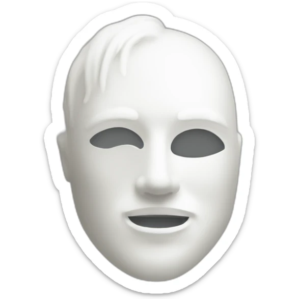 masque en blanc de profil qui sourit et qui est dans un style futur sticker