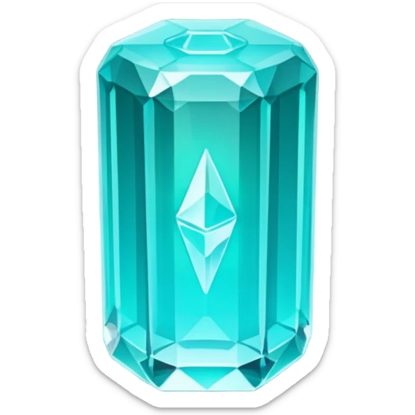 Minimal emoji of a glowing energy crystal battery, faceted shape, soft neon glow, flat vector style sticker
