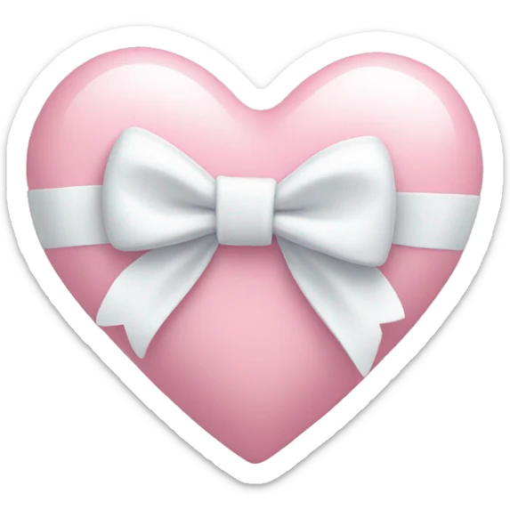 Pastel pink heart with white bow sticker