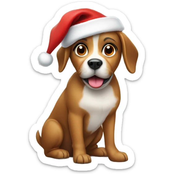 Dog wearing Santa hat sticker