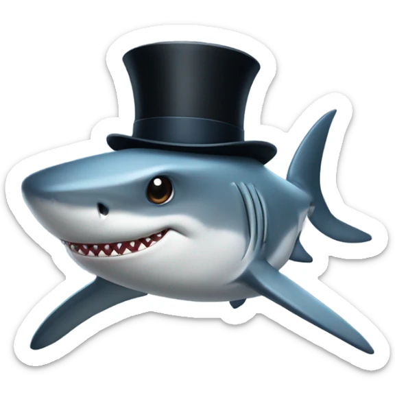 Shark with a top hat sticker