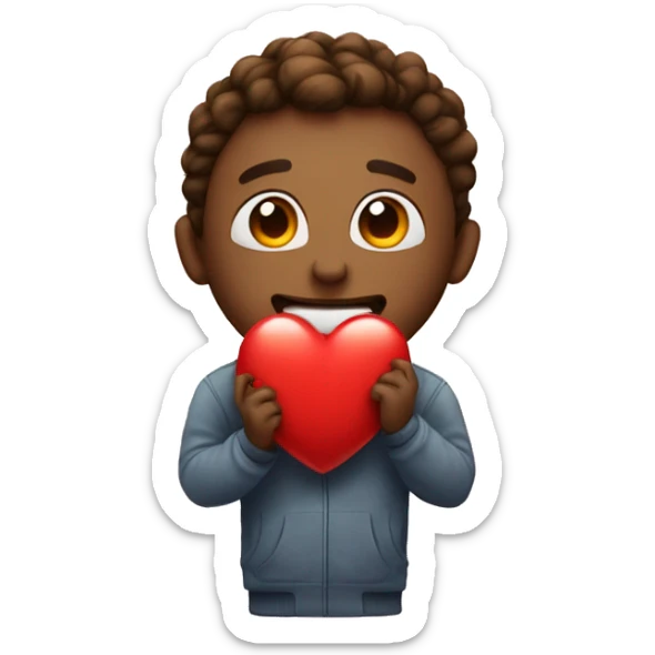 emoji holding a love heart and the emojis facial expression is ":3" sticker