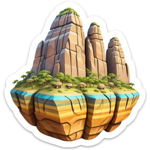 Cinematic Realistic Guatap√© Rock Landmark Emoji, showcasing a vividly colored rock formation with intricate patterns rendered with detailed textures and vibrant, scenic lighting. sticker