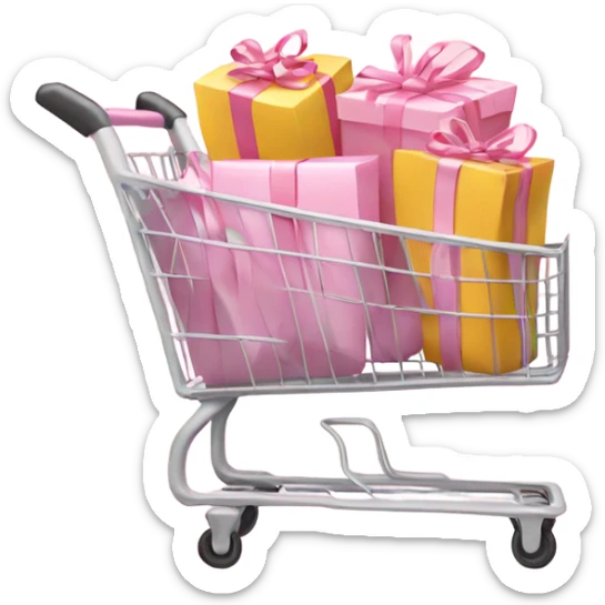 shopping cart full of light pink gift bags sticker