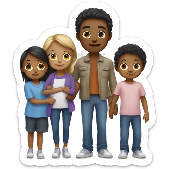 Family with 2 girls and 1 baby boy sticker